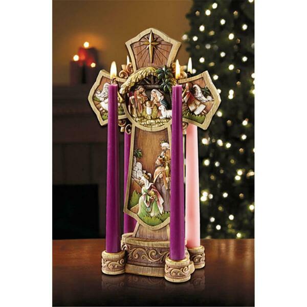 Cb Catholic 13.5 in. Nativity Cross Adv Wreath Figurine WC124